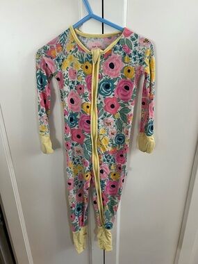 Little sleepies 12-18m Floral Zip-Front Toddler Pajamas in Pink, Yellow & Teal